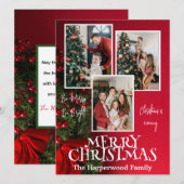 モダンエレガントJoy Christmas Family Photo Collage シーズンカード (正面/裏面)