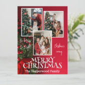 モダンエレガントJoy Christmas Family Photo Collage シーズンカード (スタンド正面)