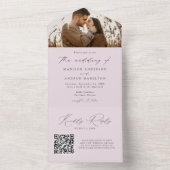 モダンエレガントLavender写真結婚の オールインワン招待状 (内側)