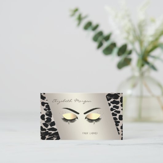 モダンエレガントLeopard Printフェイク, Lashes 名刺 (スタンド正面)