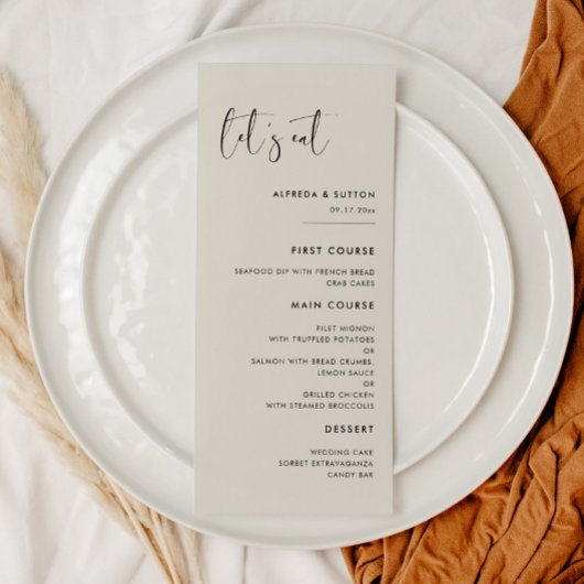 モダンエレガントLight Sage Green Let's 食べ結婚 s メニュー