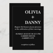 モダンエレガントLuxury Black and White 結婚's 招待状 (正面/裏面)