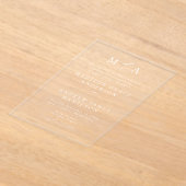 モダンエレガントMonogram結婚の アクリル招待状 (レイダウン)