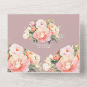 モダンエレガントPeonies埃の多いバラQRコード結婚s オールインワン招待状 (裏面)