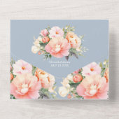 モダンエレガントPeonies Dusty Blue QRコード結婚s オールインワン招待状 (裏面)