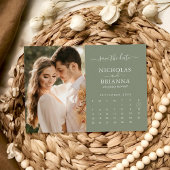 モダンエレガントPhoto Calendar Sage Green結婚's セーブザデート