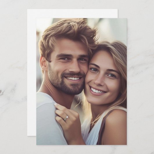 モダンエレガントPhoto Monogram結婚's 招待状 (正面/裏面)