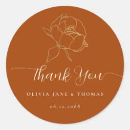 モダンエレガントRust秋結婚フローラThanks You ラウンドシール