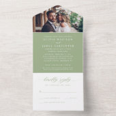 モダンエレガントSage Green写真RSVP結婚 オールインワン招待状 (内側)
