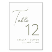 モダンエレガントSage Green結婚 Script テーブルナンバー (正面)