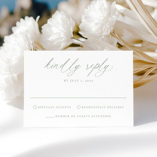 モダンエレガントSage Green結婚 Writh's 出欠カード