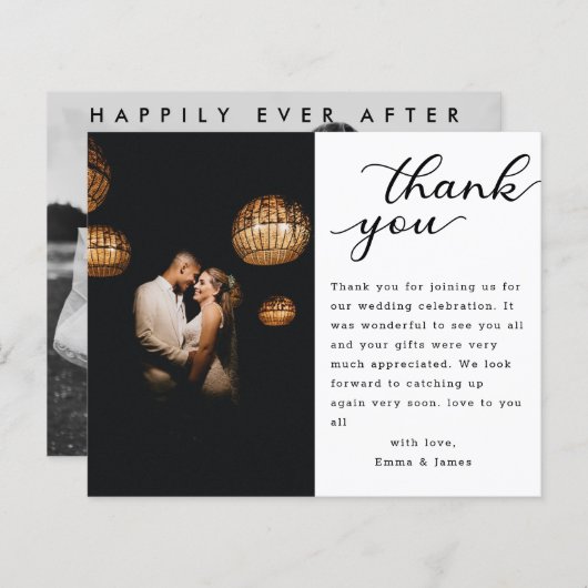 モダンエレガントScript結婚の写真 (正面/裏面)