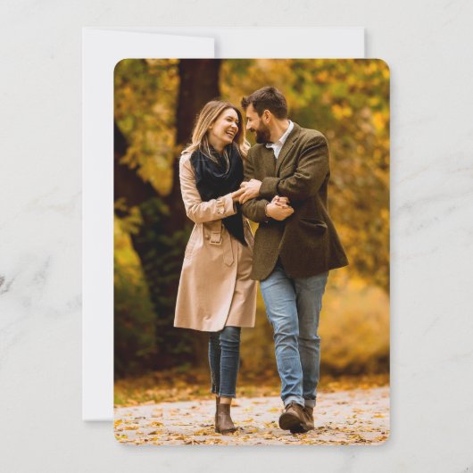 モダンエレガントScript結婚の写真 セーブザデート (裏面)