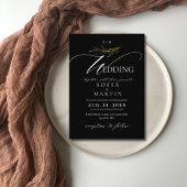 モダンエレガントScript結婚の写真 招待状