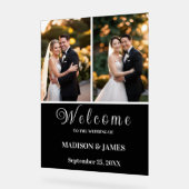 モダンエレガントScript 2写真結婚の歓迎 アクリルサイン (傾斜)