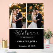 モダンエレガントScript 2写真結婚の歓迎 アクリルサイン (ウェディング)