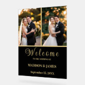 モダンエレガントScript 2写真結婚の歓迎 アクリルサイン (傾斜)