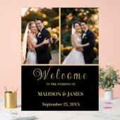 モダンエレガントScript 2写真結婚の歓迎 アクリルサイン (ウェディング)