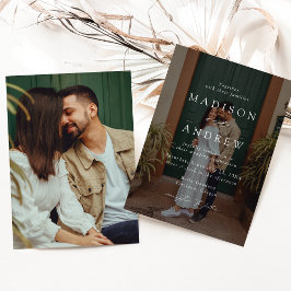 モダンエレガントScript 2写真結婚の 招待状