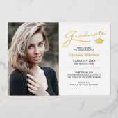 モダンエレガントScript 2面フォトグラードカード 箔招待状 (正面)