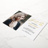 モダンエレガントScript 2面フォトグラードカード 箔招待状 (回転した状態)