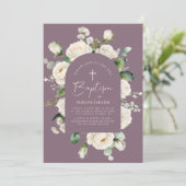 モダンエレガントScript Aged Lavender Baptism 招待状 (スタンド正面)