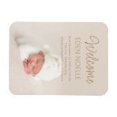 モダンエレガントScript Birth Announcement Photo マグネット (横)