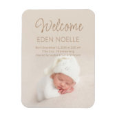 モダンエレガントScript Birth Announcement Photo マグネット (縦)