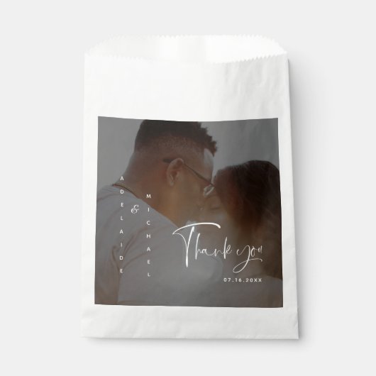 モダンエレガントScript Bride Groom写真結婚のFa フェイバーバッグ (正面)