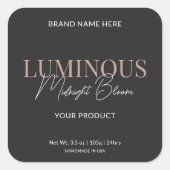 モダンエレガントScript Candle Packaging Label Black スクエアシール (正面)