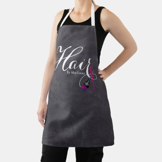モダンエレガントScript Chalkboard Hair エプロン (インサイチュ)