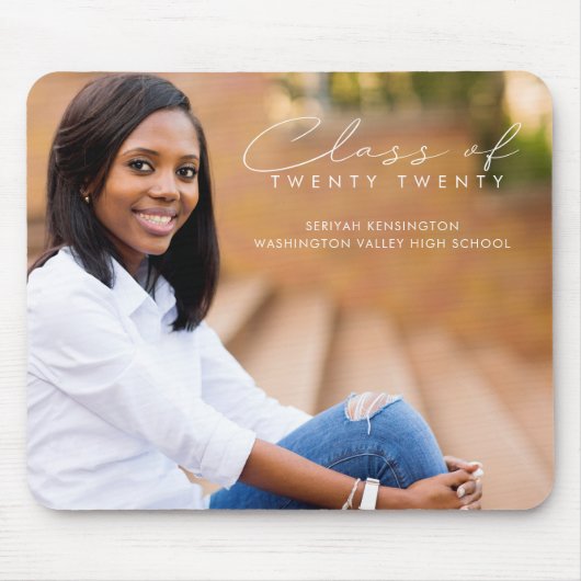 モダンエレガントScript Graduation Class of Photo マウスパッド (正面)