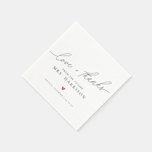 モダンエレガントScript Love +感謝していブライダルシャワー スタンダードカクテルナプキン (角)