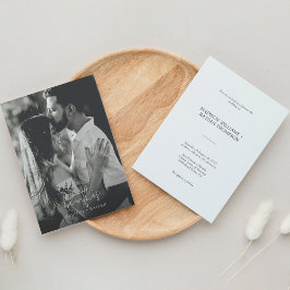 モダンエレガントScript Photoシンプル結婚's 招待状