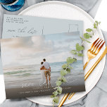 モダンエレガントScript Photo日付を保存結婚する 案内ポストカード<br><div class="desc">シッモダンシュの尾と写真のお気に入りの発表で書き物のスクリプ結婚トの日付はがきを保存</div>