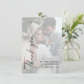 モダンエレガントScript Photo結婚のサンキューカード 招待状 (スタンド正面)