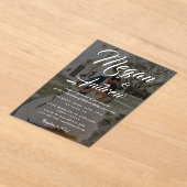 モダンエレガントScript Photo結婚's アクリル招待状 (レイダウン)