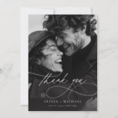 モダンエレガントScript Photo結婚's サンキューカード (正面)