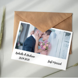 モダンエレガントScript Photo結婚's ノートカード