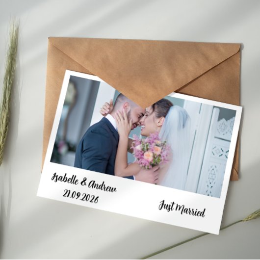 モダンエレガントScript Photo結婚's ノートカード