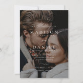 モダンエレガントScript Photo結婚's 招待状 (正面)