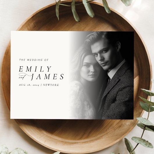 モダンエレガントScript Photo結婚's 招待状