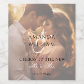 モダンエレガントScript Photo結婚's Welcome ワインラベル (シングルラベル)