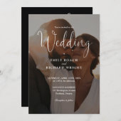 モダンエレガントScript Photo All In One結婚 S 招待状 (正面/裏面)