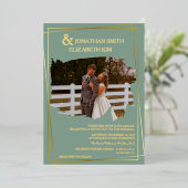 モダンエレガントScript Photo brush Overlay結婚's 箔招待状 (立ち正面)