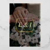 モダンエレガントScript Photo brush Overlay結婚's 箔招待状 (裏面)