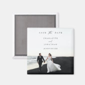 モダンエレガントScript Photo Wedding日付の保存 マグネット (正面/裏面)