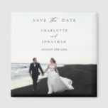 モダンエレガントScript Photo Wedding日付の保存 マグネット<br><div class="desc">スクリプエレガントト写真ウェディングSave The Date Magnet</div>