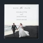 モダンエレガントScript Photo Wedding日付の保存 マグネット<br><div class="desc">スクリプエレガントト写真ウェディングSave The Date Magnet</div>