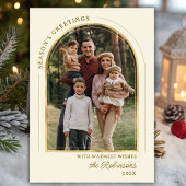 モダンエレガントSeason's Greetings金ゴールドアーチ写真 シーズンカード